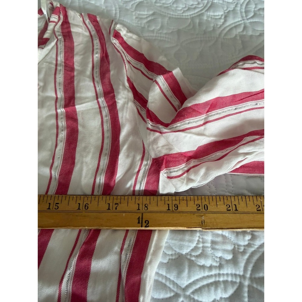 Blue Island Pink White Striped Metallic Tie Front Tassel Tiered Coverup Small - Picture 8 of 12